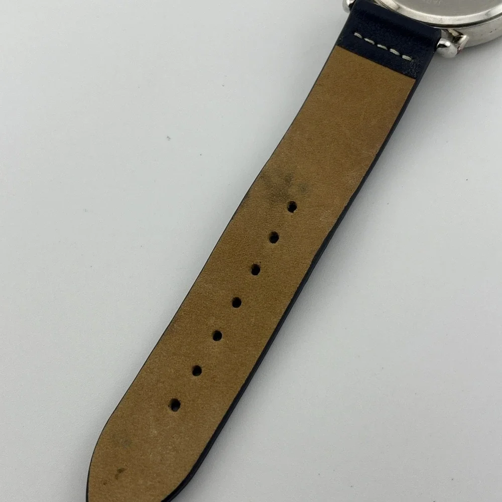 Nine‎ West Watch Women 38mm Silver Case Blue Leather Band NW/2377- New Battery